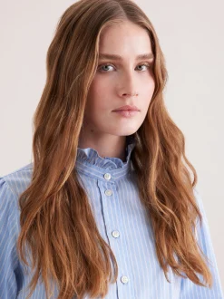 Seidensticker Damen Rüschenbluse - Regular Fit in blau