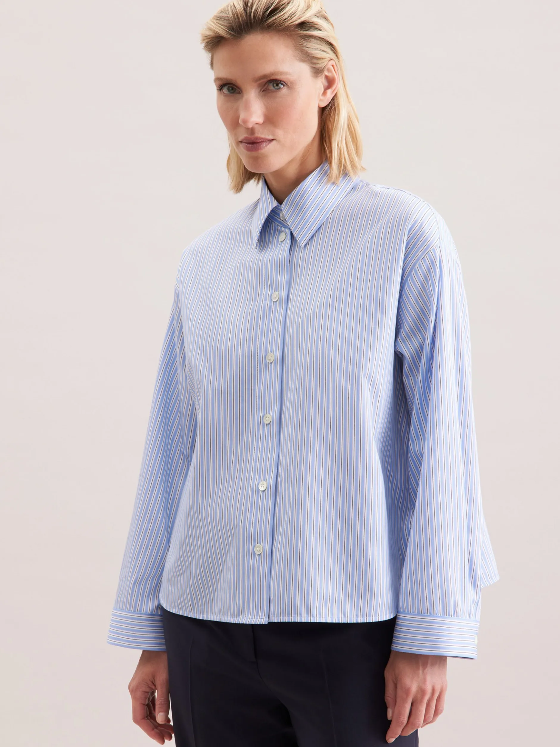 Seidensticker Damen Stehkragenbluse - Oversized Fit in blau