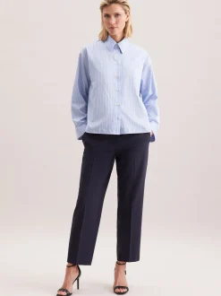 Seidensticker Damen Stehkragenbluse - Oversized Fit in blau