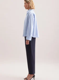Seidensticker Damen Stehkragenbluse - Oversized Fit in blau
