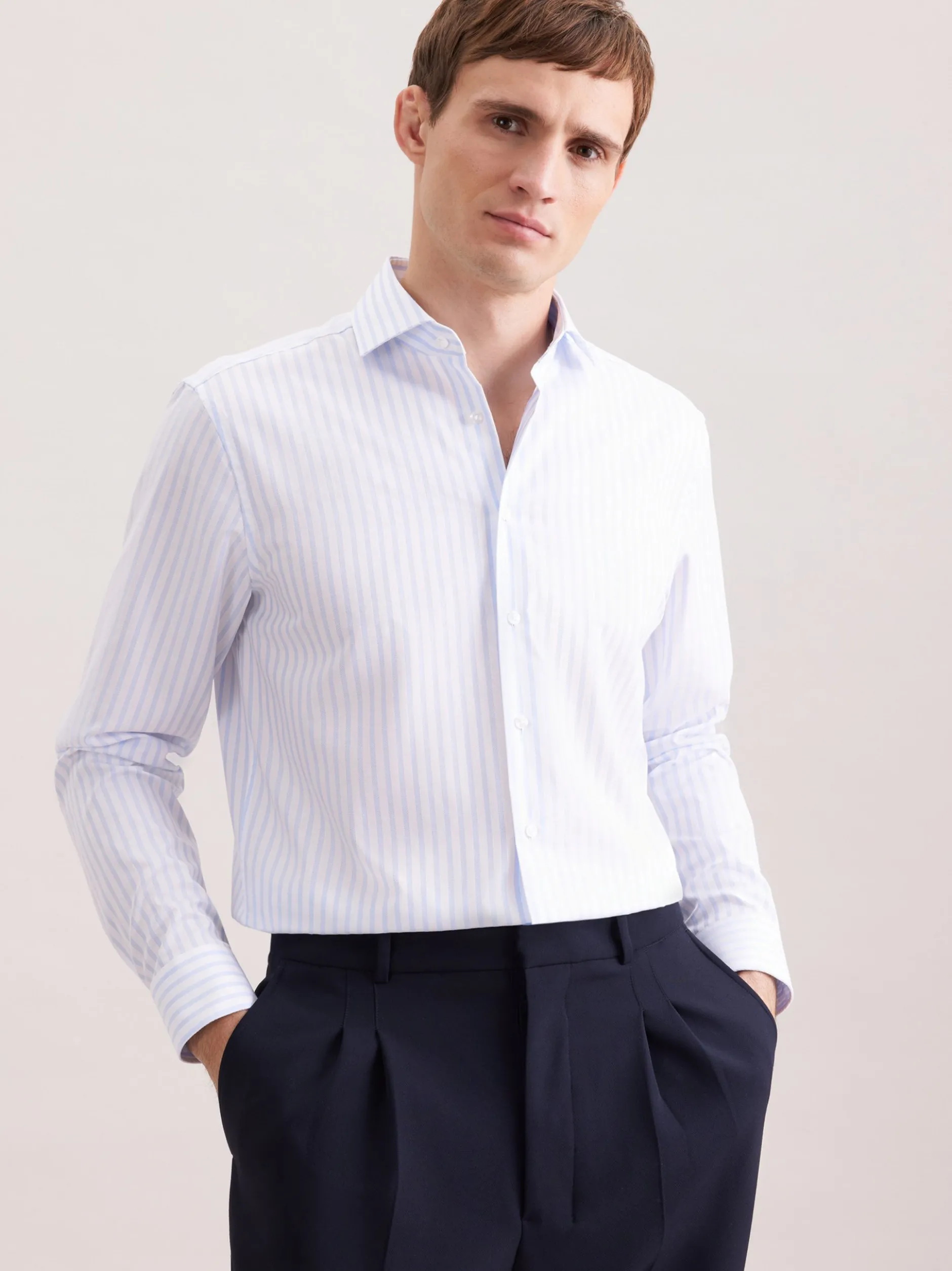 Seidensticker Herren Business Hemd - Regular Fit in weiß hellblau