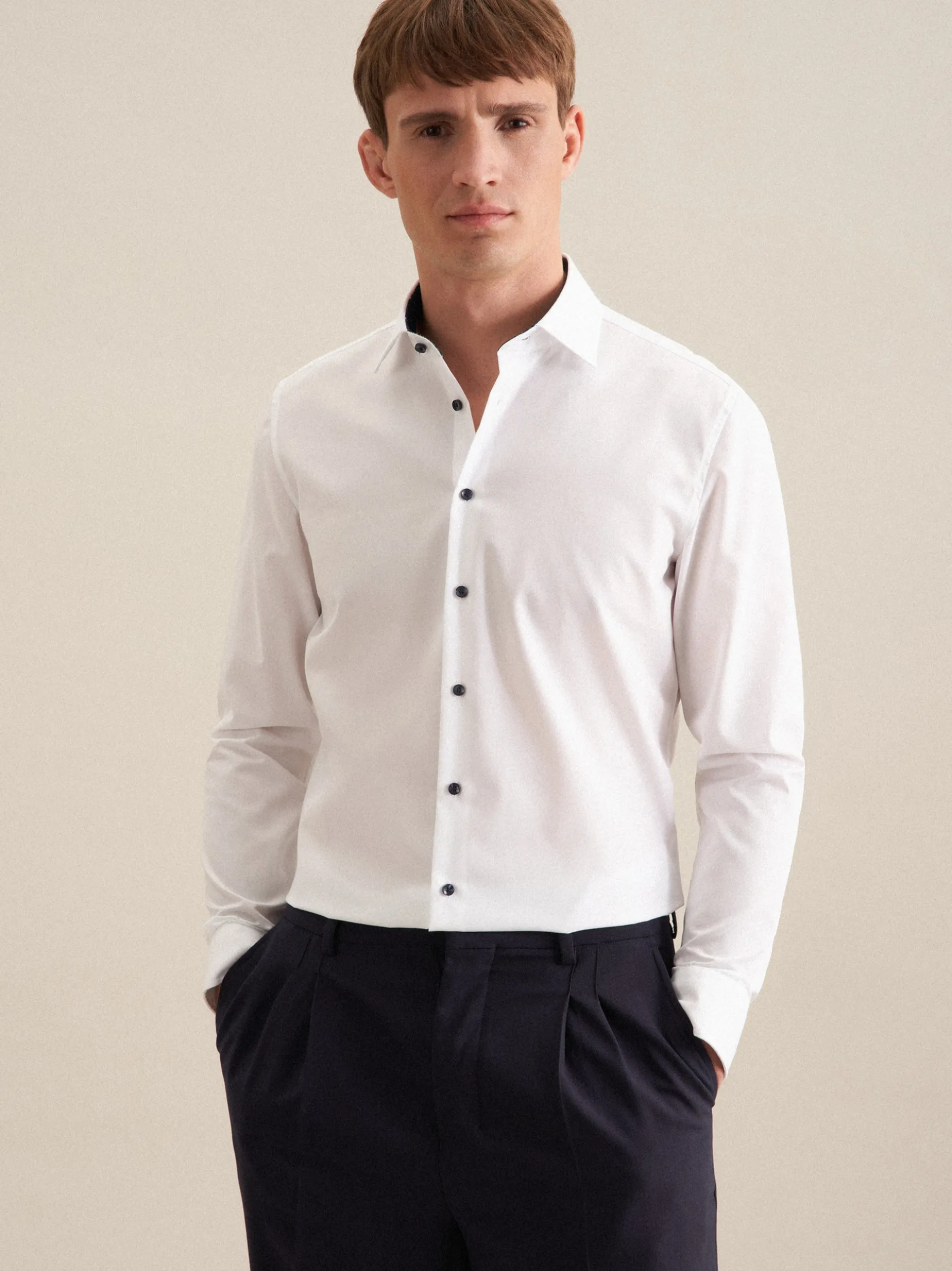 Seidensticker Herren Business Hemd - Shaped Fit in weiß