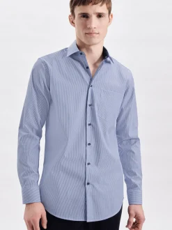 Seidensticker Herren Business Hemd - Regular Fit in blau weiß