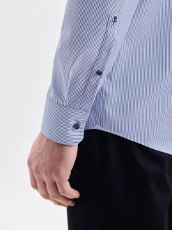 Seidensticker Herren Business Hemd - Regular Fit in blau weiß