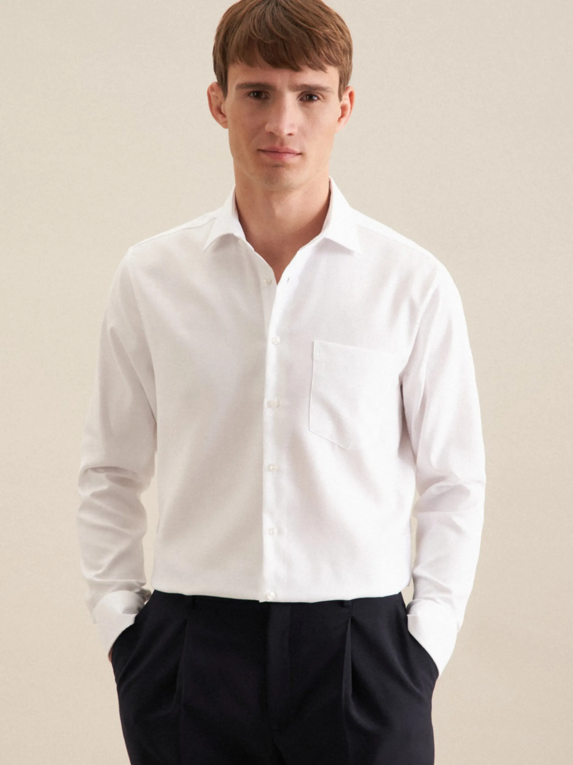Seidensticker Herren Business Hemd - Regular Fit in weiß