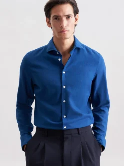 Seidensticker Herren Flanellhemd - Slim Fit in blau