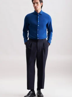 Seidensticker Herren Flanellhemd - Slim Fit in blau