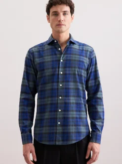 Seidensticker Herren Flanellhemd - Regular Fit in blau
