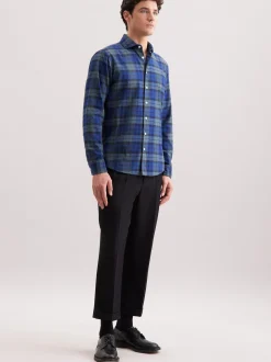 Seidensticker Herren Flanellhemd - Regular Fit in blau