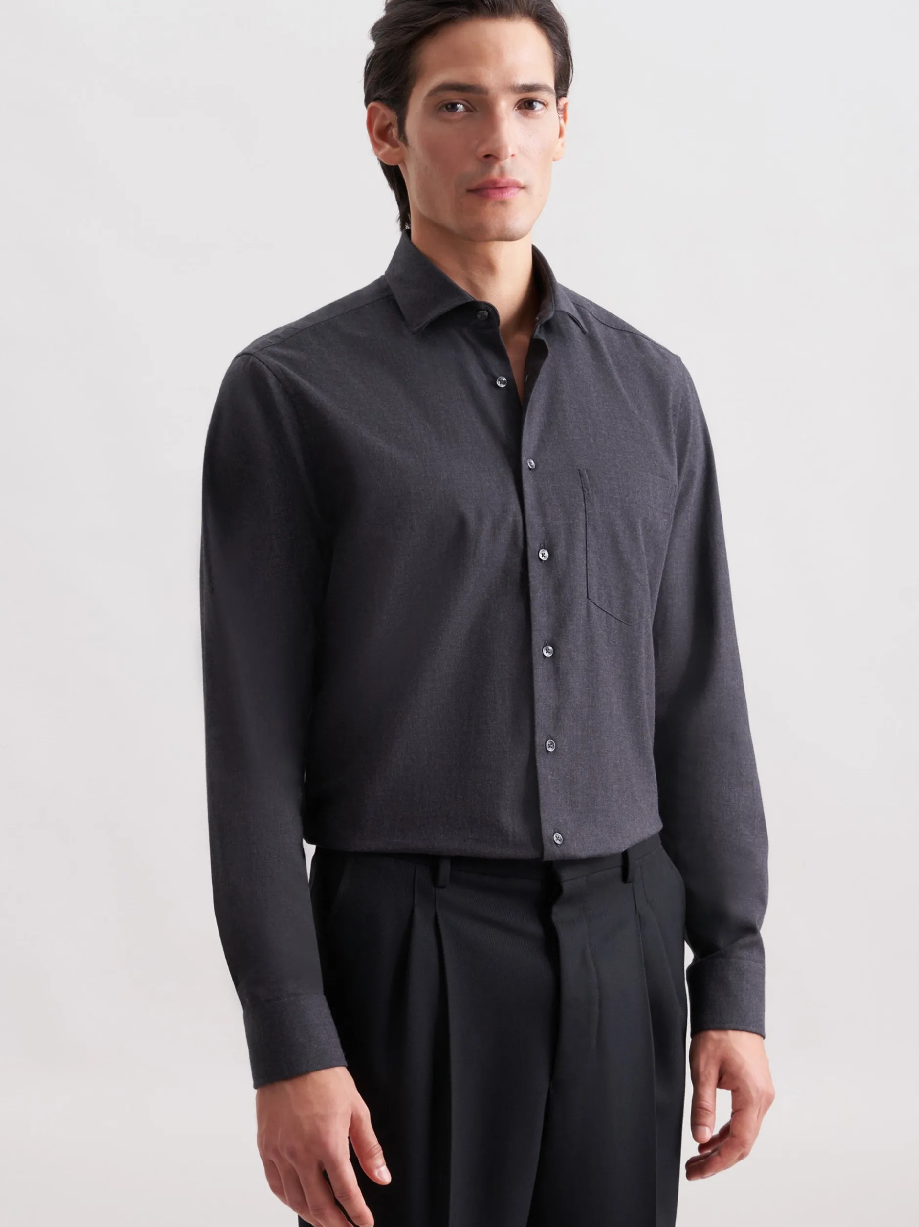 Seidensticker Herren Flanellhemd - Regular Fit in grau