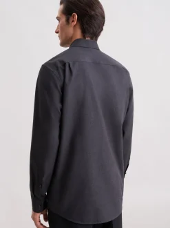 Seidensticker Herren Flanellhemd - Regular Fit in grau