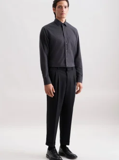 Seidensticker Herren Flanellhemd - Regular Fit in grau