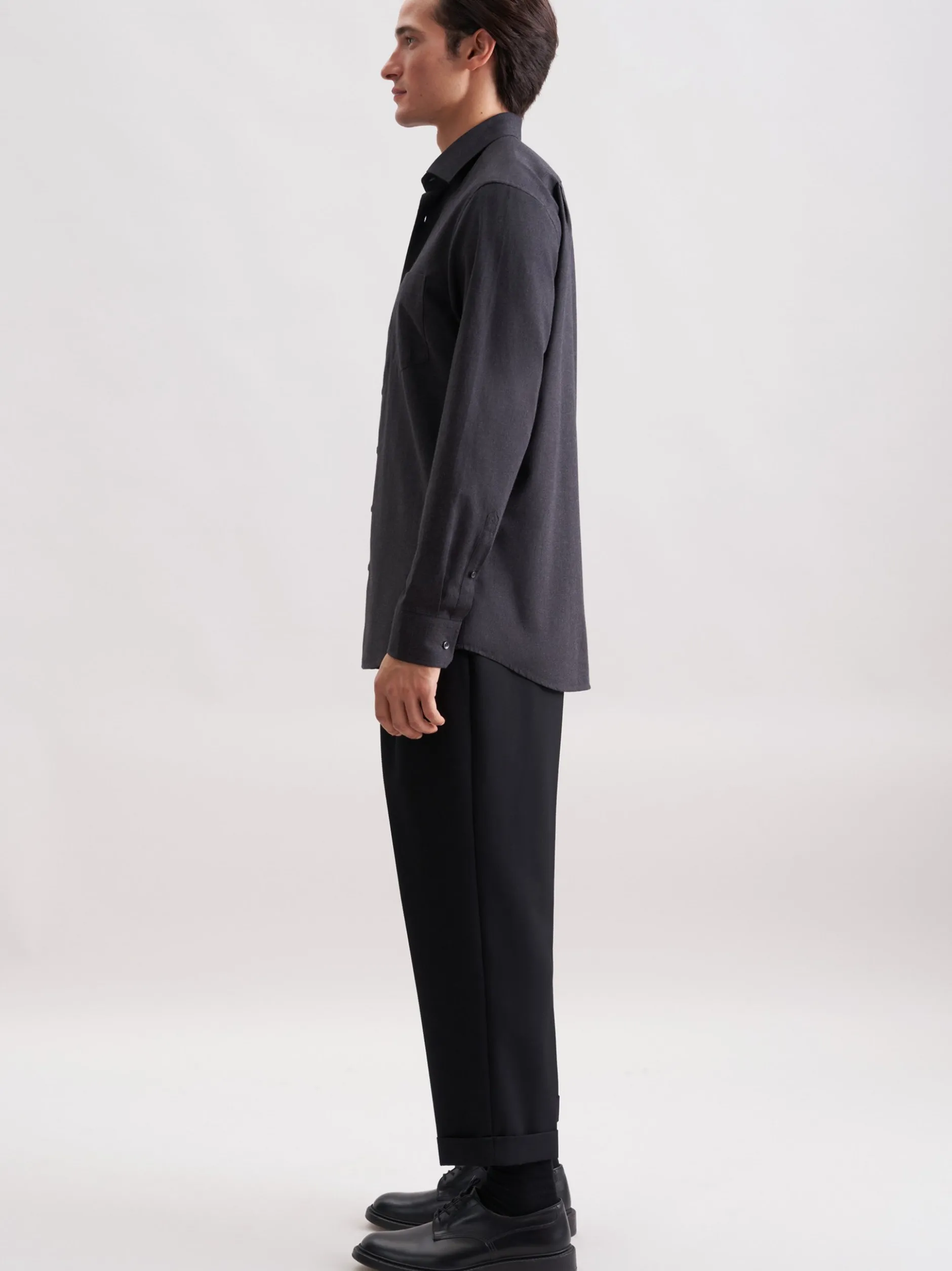 Seidensticker Herren Flanellhemd - Regular Fit in grau