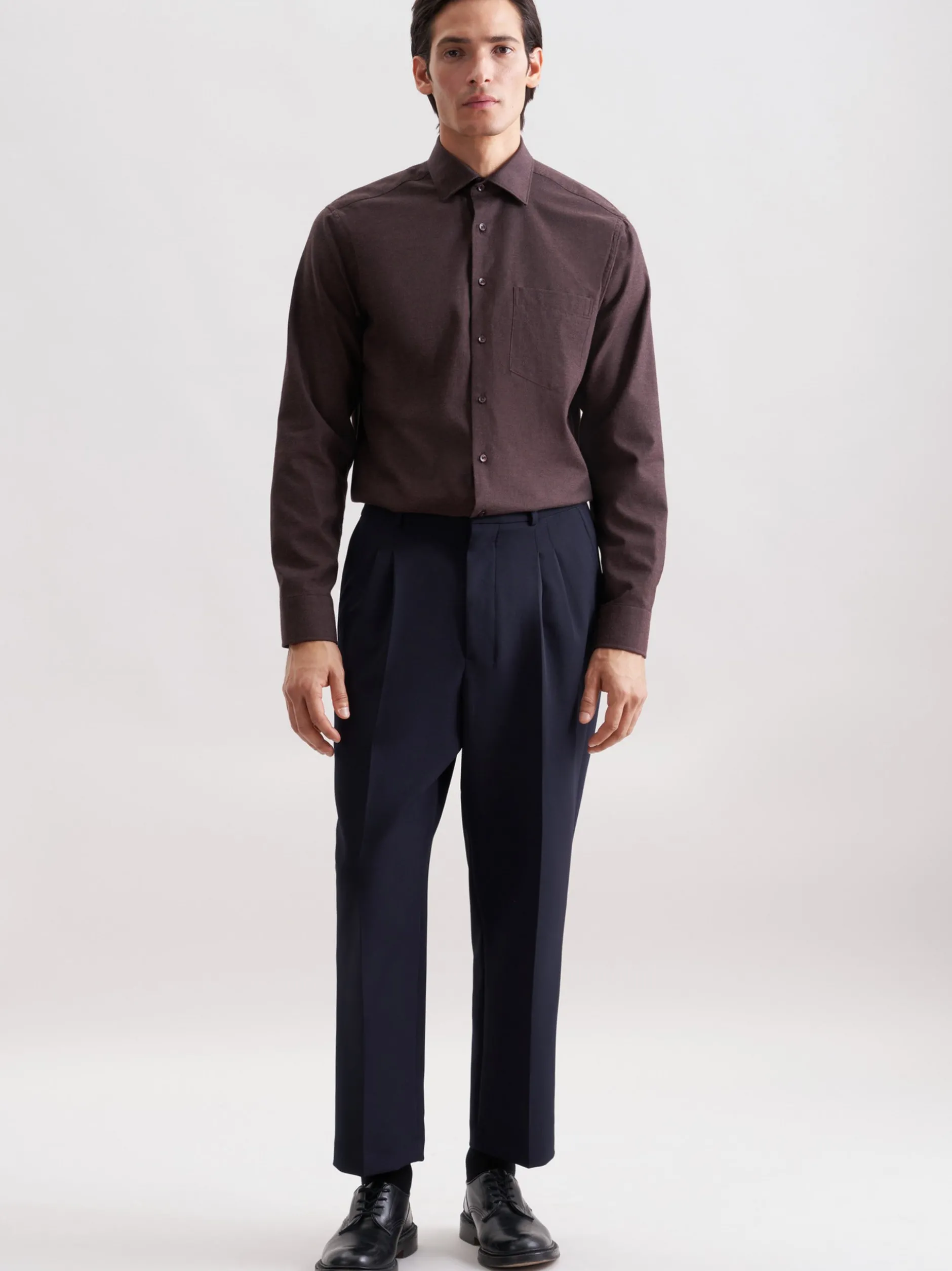 Seidensticker Herren Flanellhemd - Regular Fit in braun