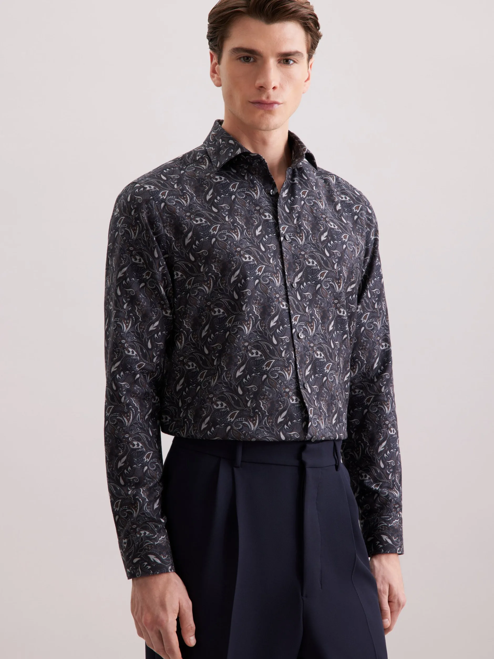 Seidensticker Herren Flanellhemd - Regular Fit in grau