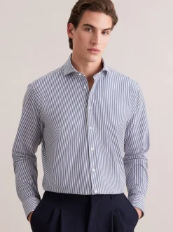Seidensticker Herren Jerseyhemd - Regular Fit in marine weiß
