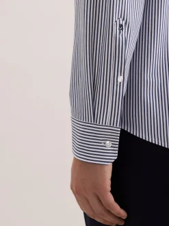 Seidensticker Herren Jerseyhemd - Regular Fit in marine weiß