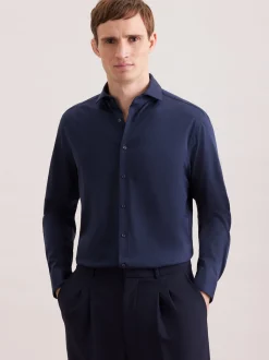 Seidensticker Herren Jerseyhemd - Regular Fit in blau