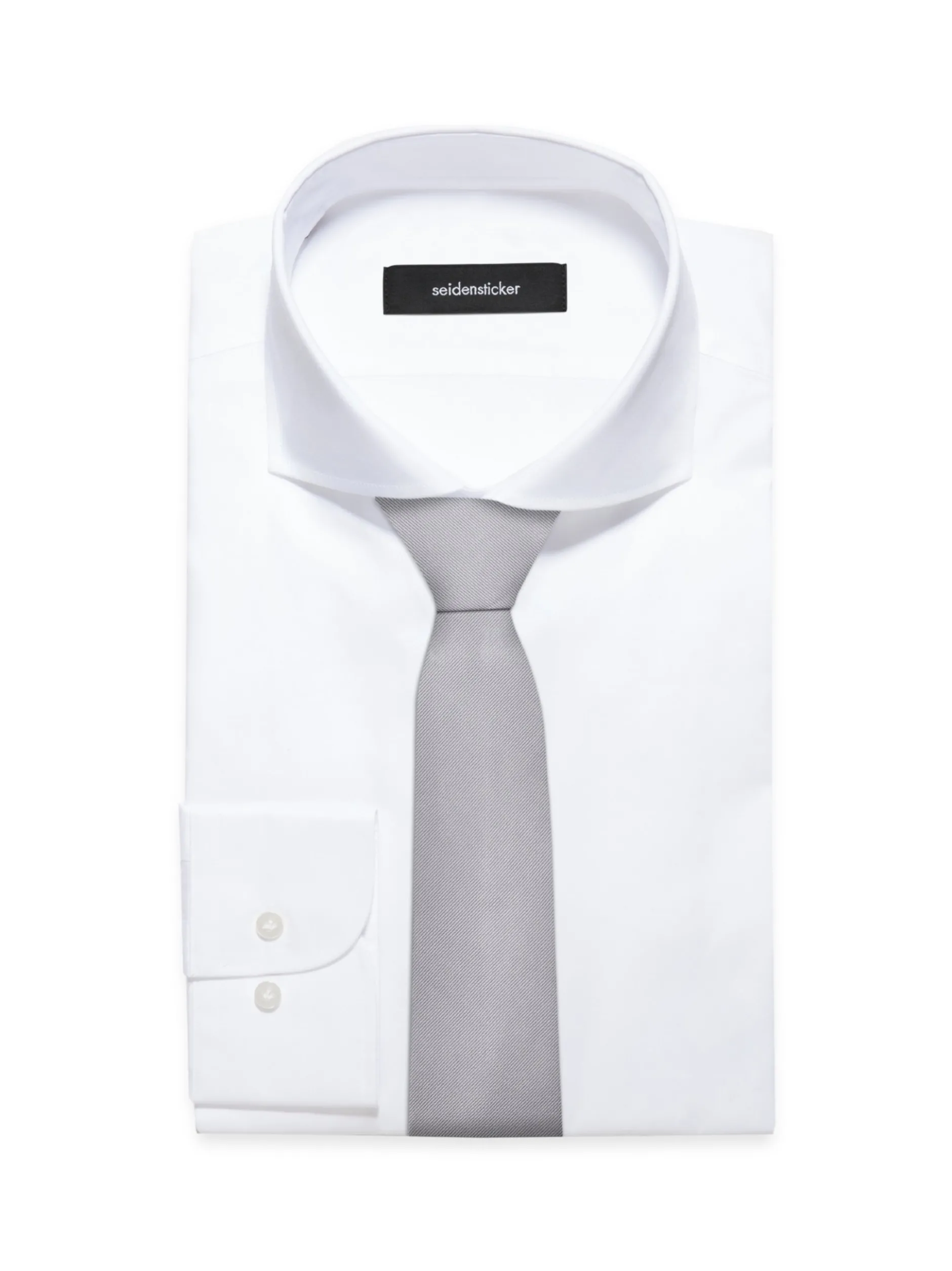 Seidensticker Herren Krawatte - Breit (7cm) Fit in silber