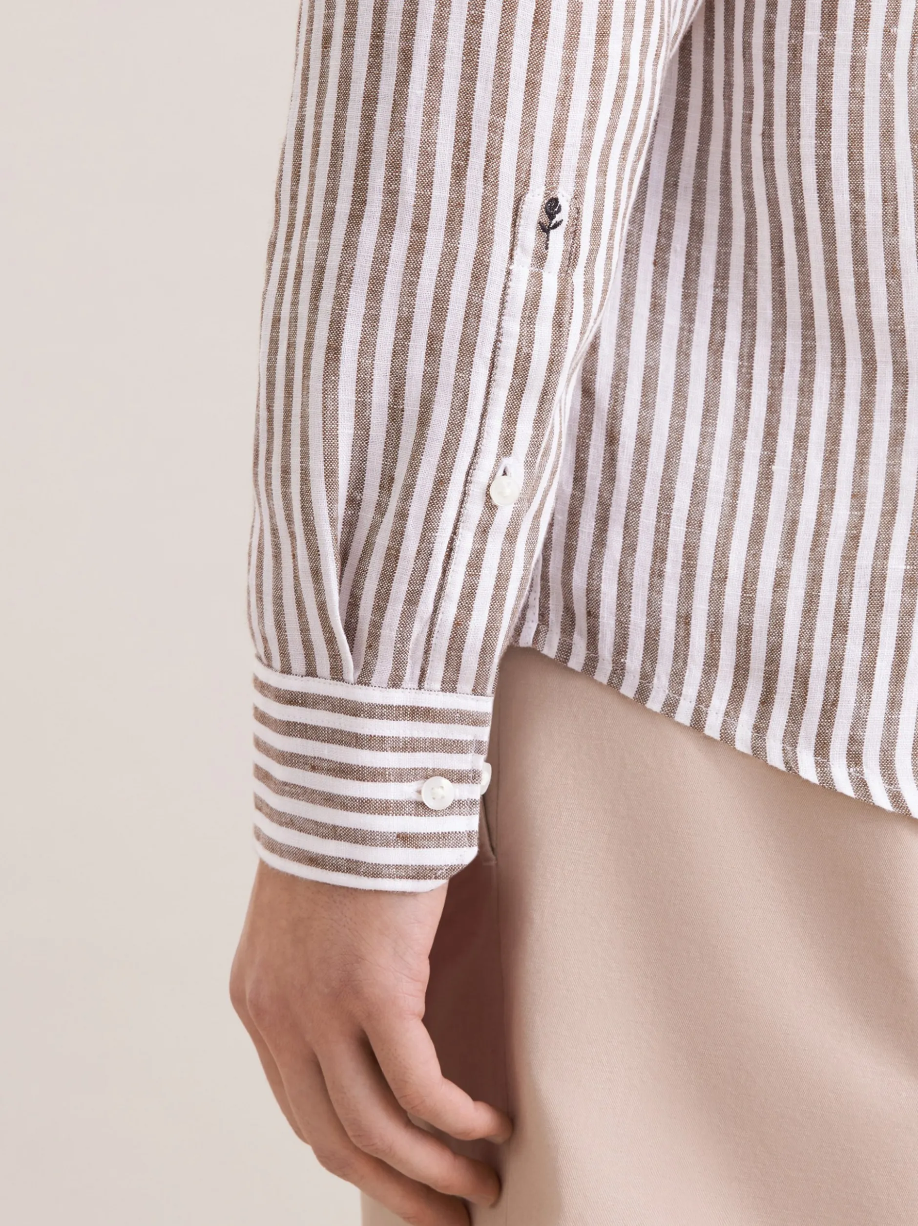 Seidensticker Herren Leinenhemd - Regular Fit in oliv