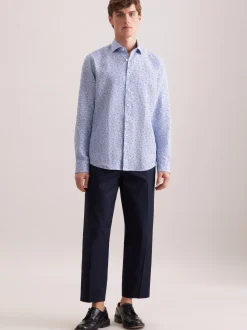 Seidensticker Herren Leinenhemd - Regular Fit in blau