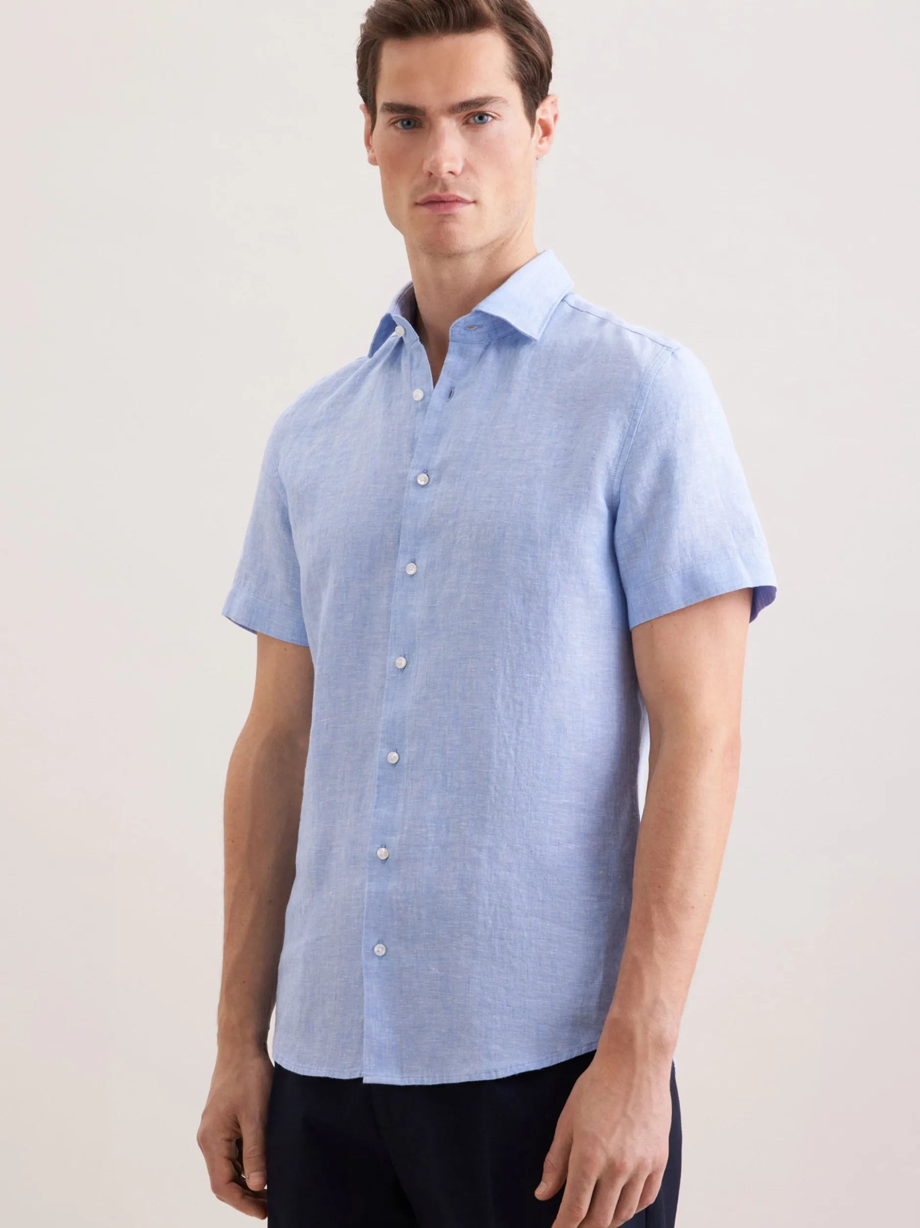 Seidensticker Herren Leinenhemd - Shaped Fit in blau