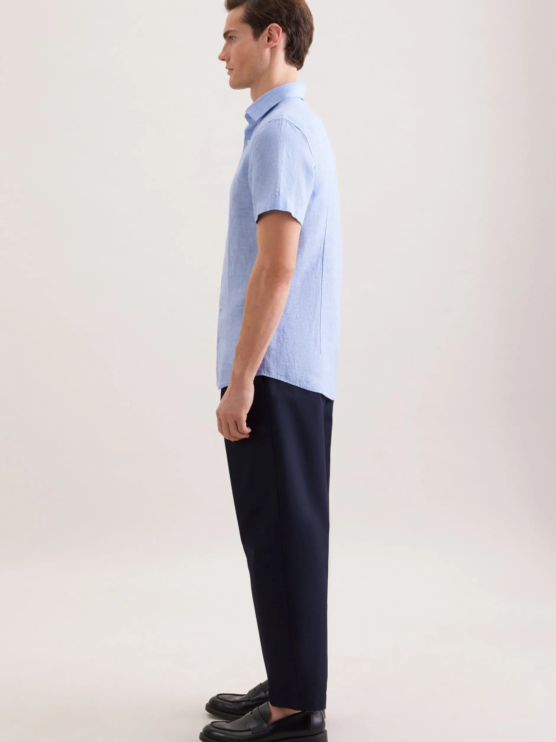 Seidensticker Herren Leinenhemd - Shaped Fit in blau