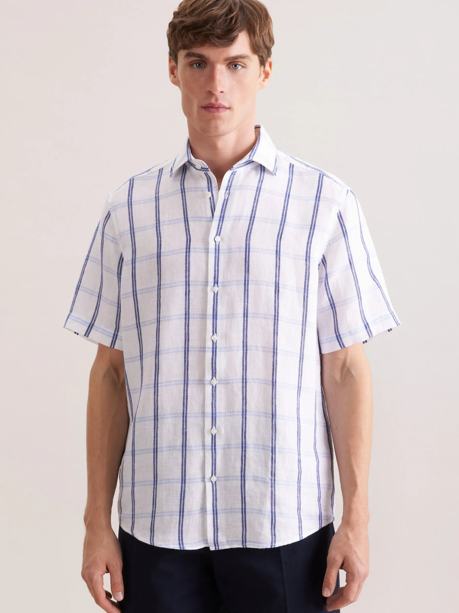 Seidensticker Herren Leinenhemd - Regular Fit in blau