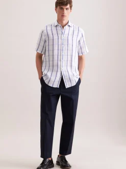 Seidensticker Herren Leinenhemd - Regular Fit in blau