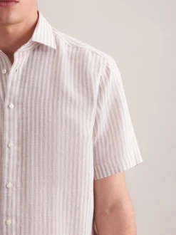 Seidensticker Herren Leinenhemd - Regular Fit in beige weiß