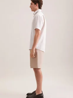 Seidensticker Herren Leinenhemd - Regular Fit in beige weiß
