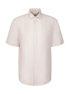 Seidensticker Herren Leinenhemd - Regular Fit in beige weiß