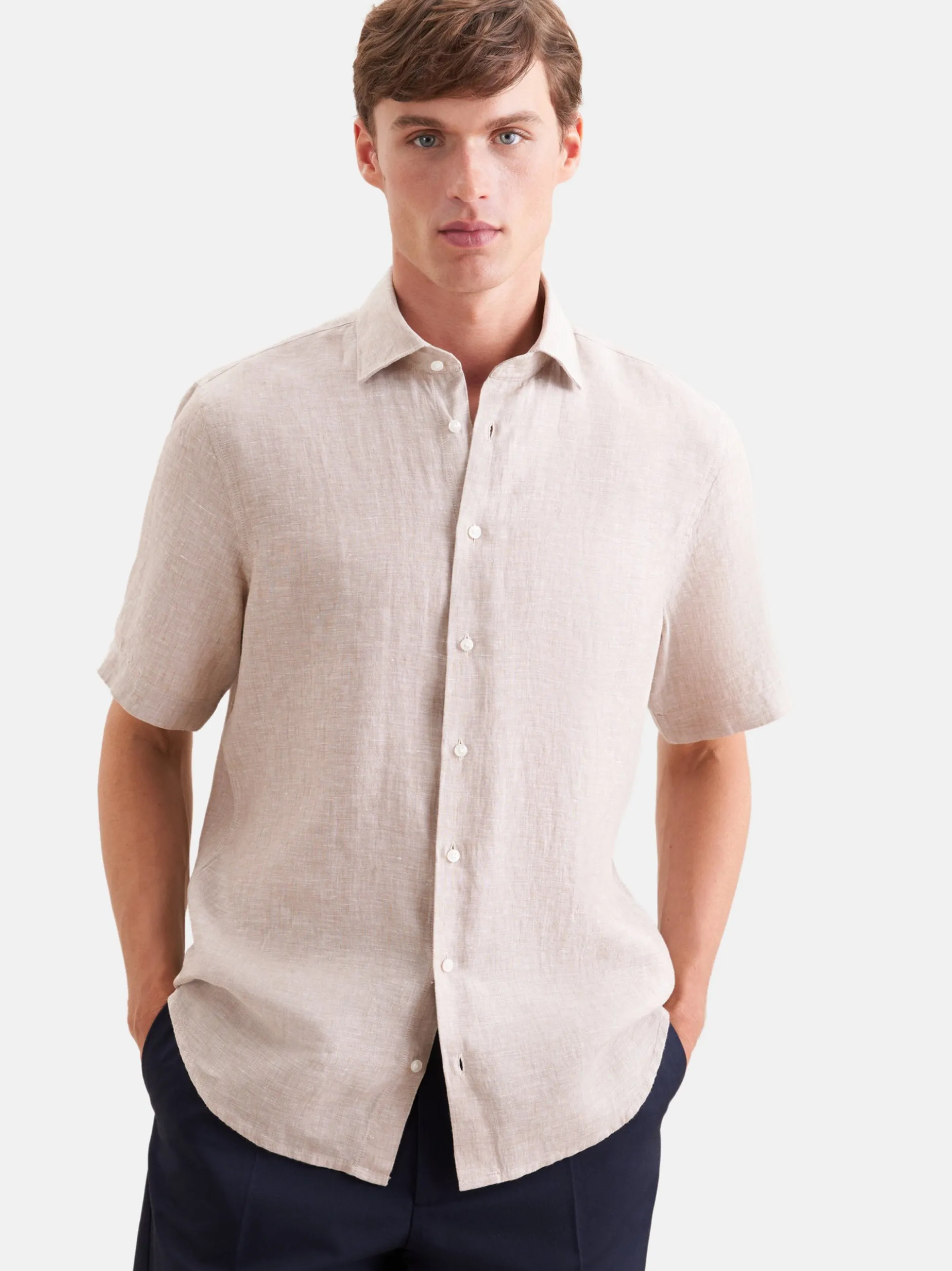 Seidensticker Herren Leinenhemd - Shaped Fit in beige