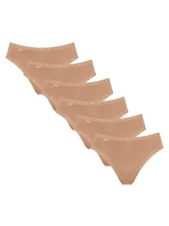 sloggi Damen Tai Slip - 6er Pack 24/7 Cotton Lace in beige