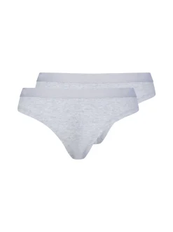Snocks Damen Brazilian-Slip im 2er-Pack in weiß grau