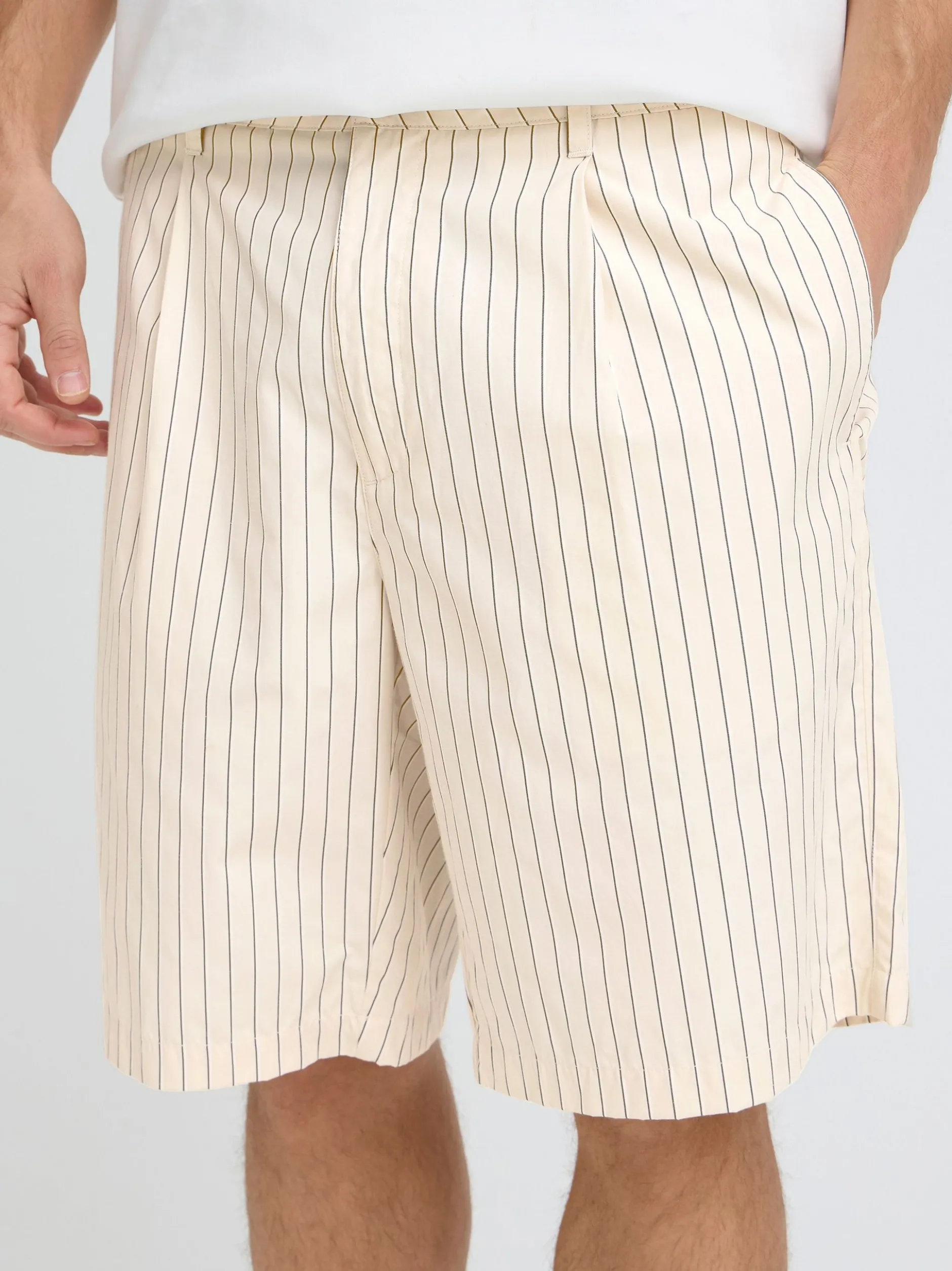 Solid Herren Chinoshorts - SDAlann Striped in beige