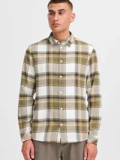 Solid Herren Flanellhemd - SDChris in oliv