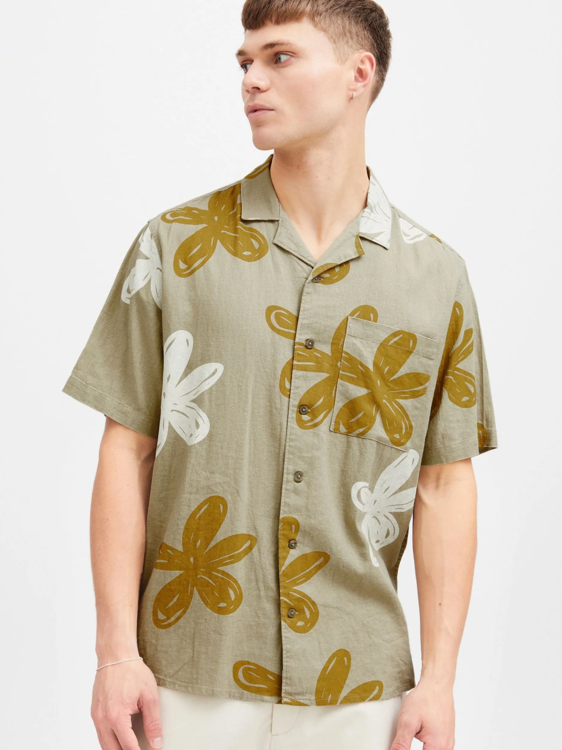 Solid Herren Kurzarmhemd - SDImad in beige