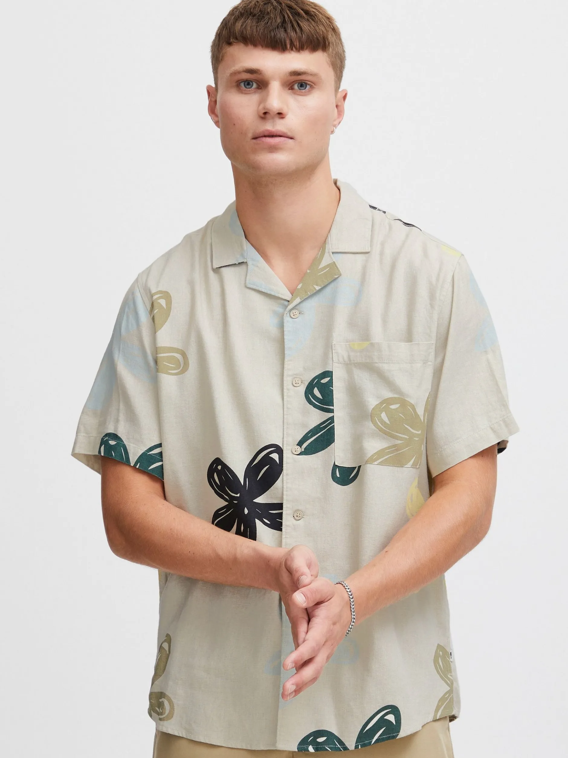 Solid Herren Kurzarmhemd - SDImad in beige