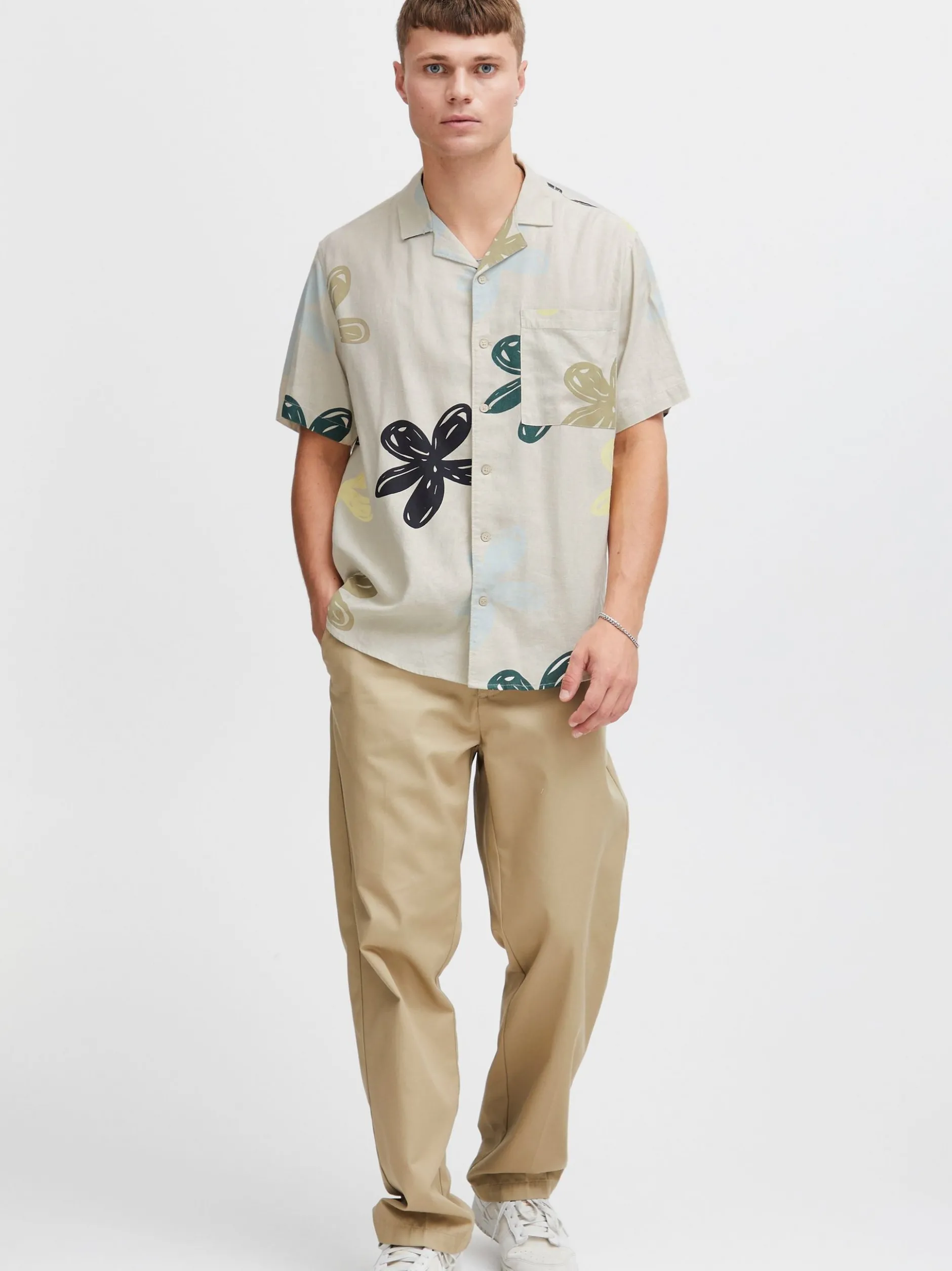 Solid Herren Kurzarmhemd - SDImad in beige