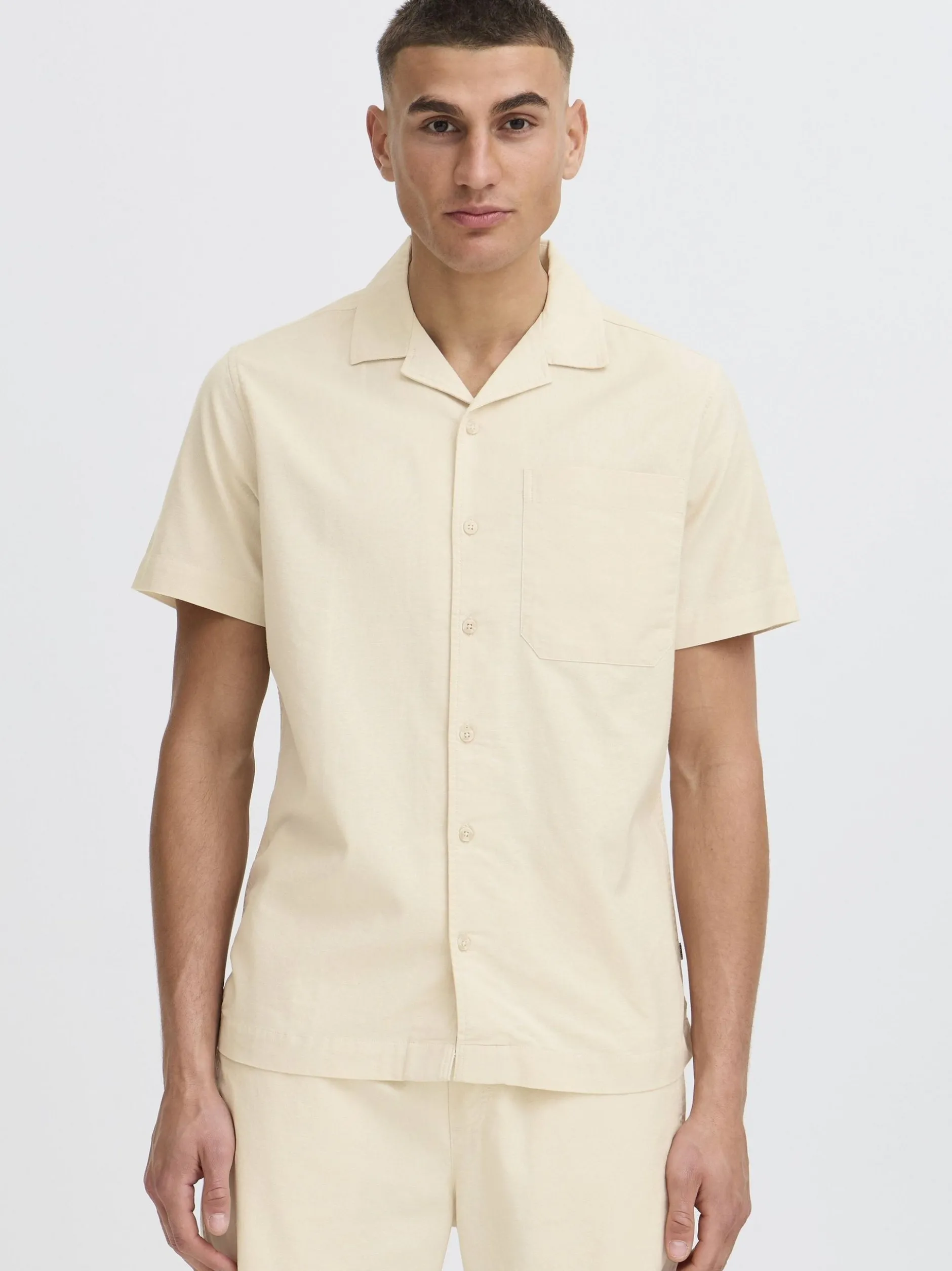 Solid Herren Kurzarmhemd - SDLitt in beige