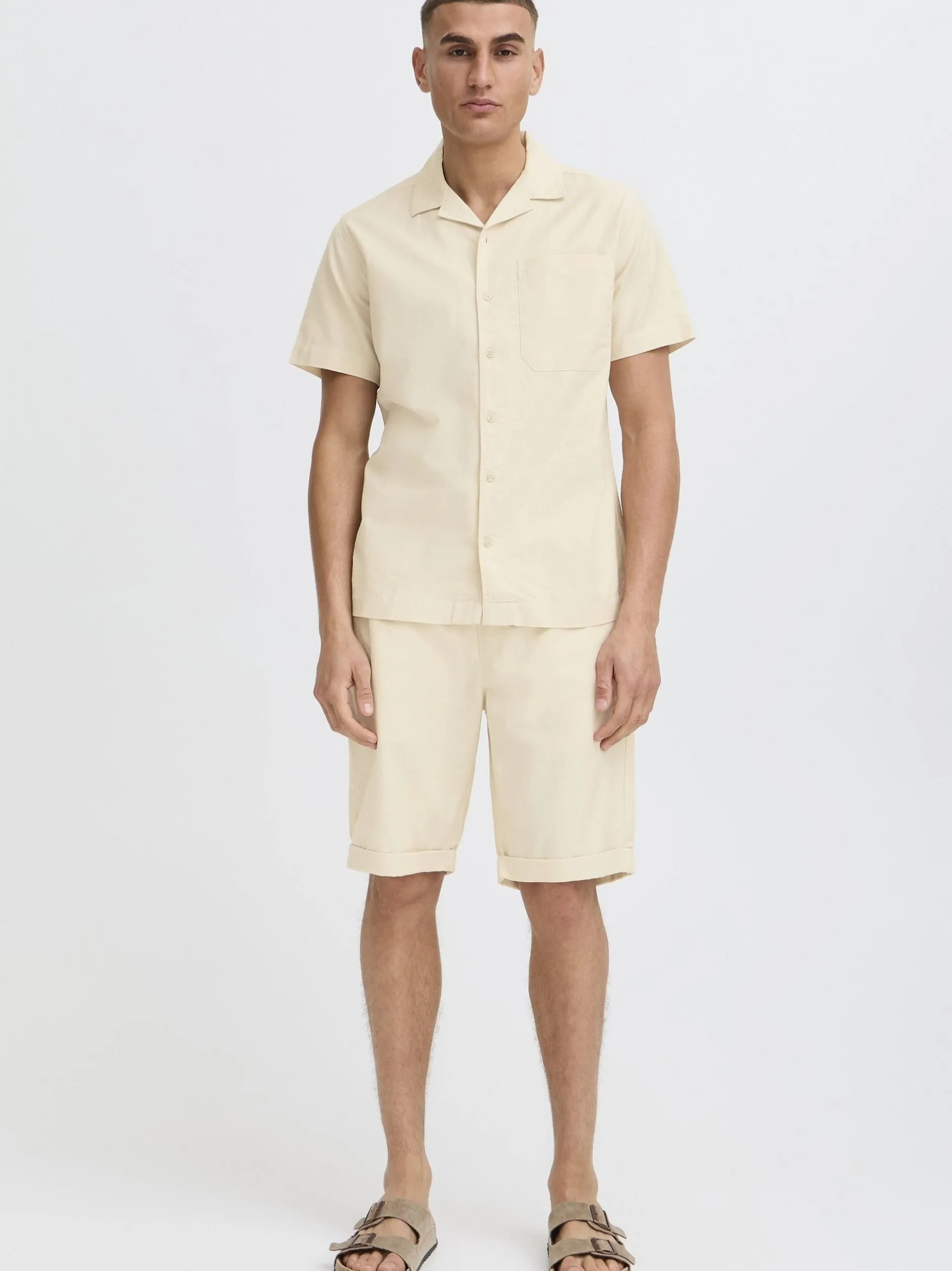 Solid Herren Kurzarmhemd - SDLitt in beige