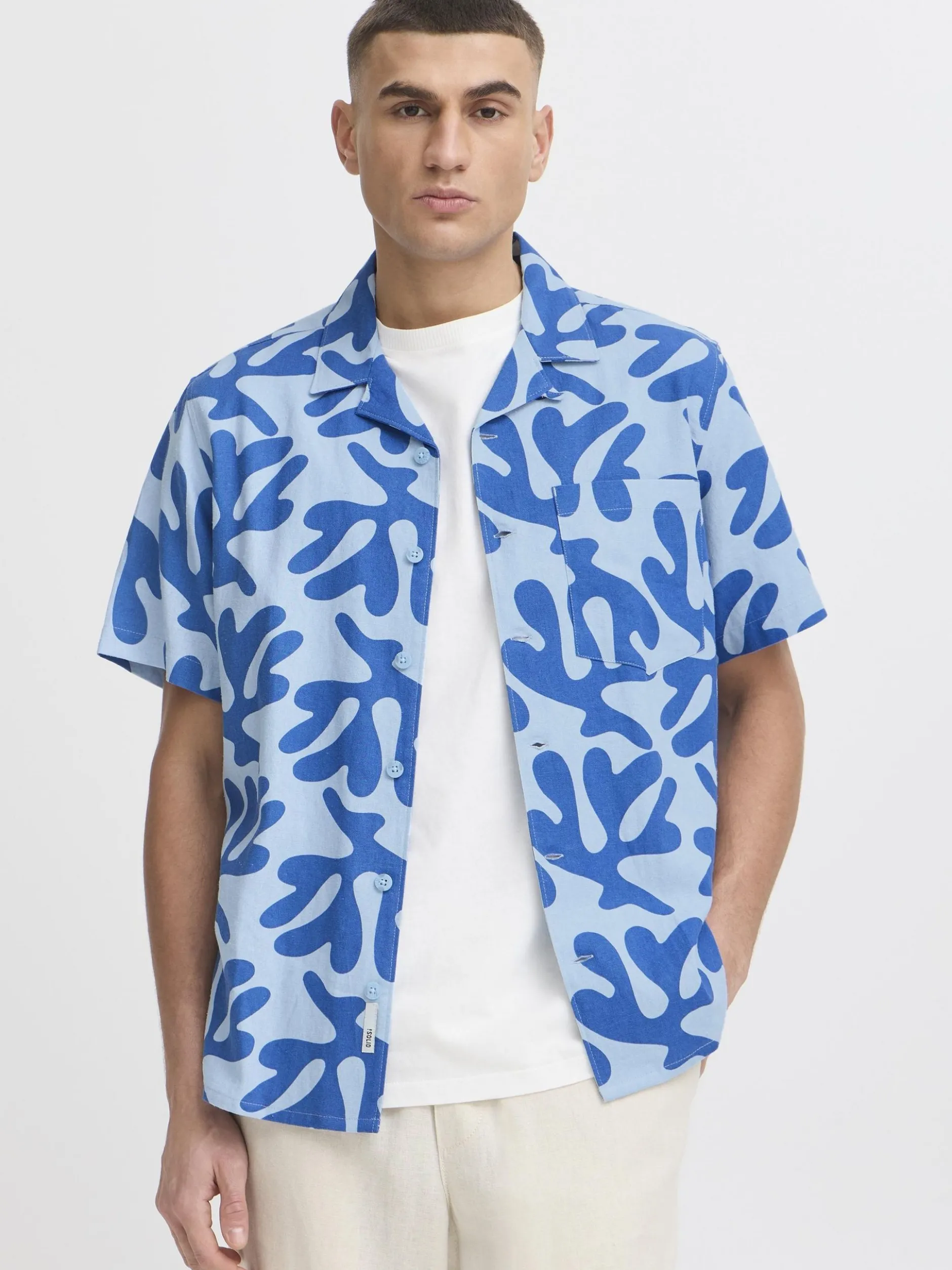 Solid Herren Kurzarmhemd - SDOlavi in blau