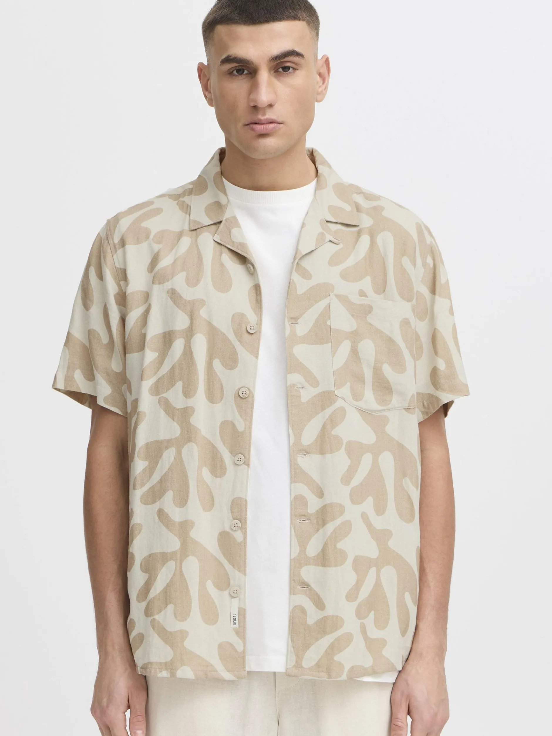 Solid Herren Kurzarmhemd - SDOlavi in beige