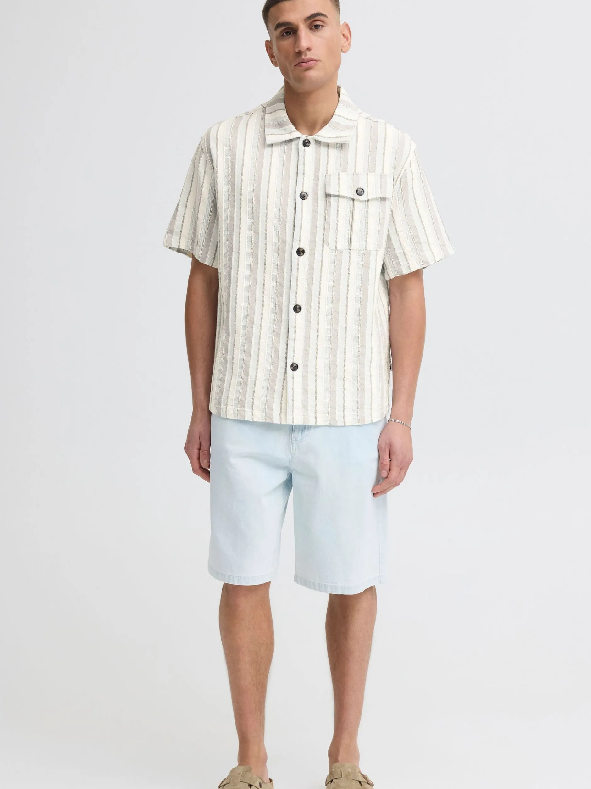 Solid Herren Kurzarmhemd - SDUmber in beige