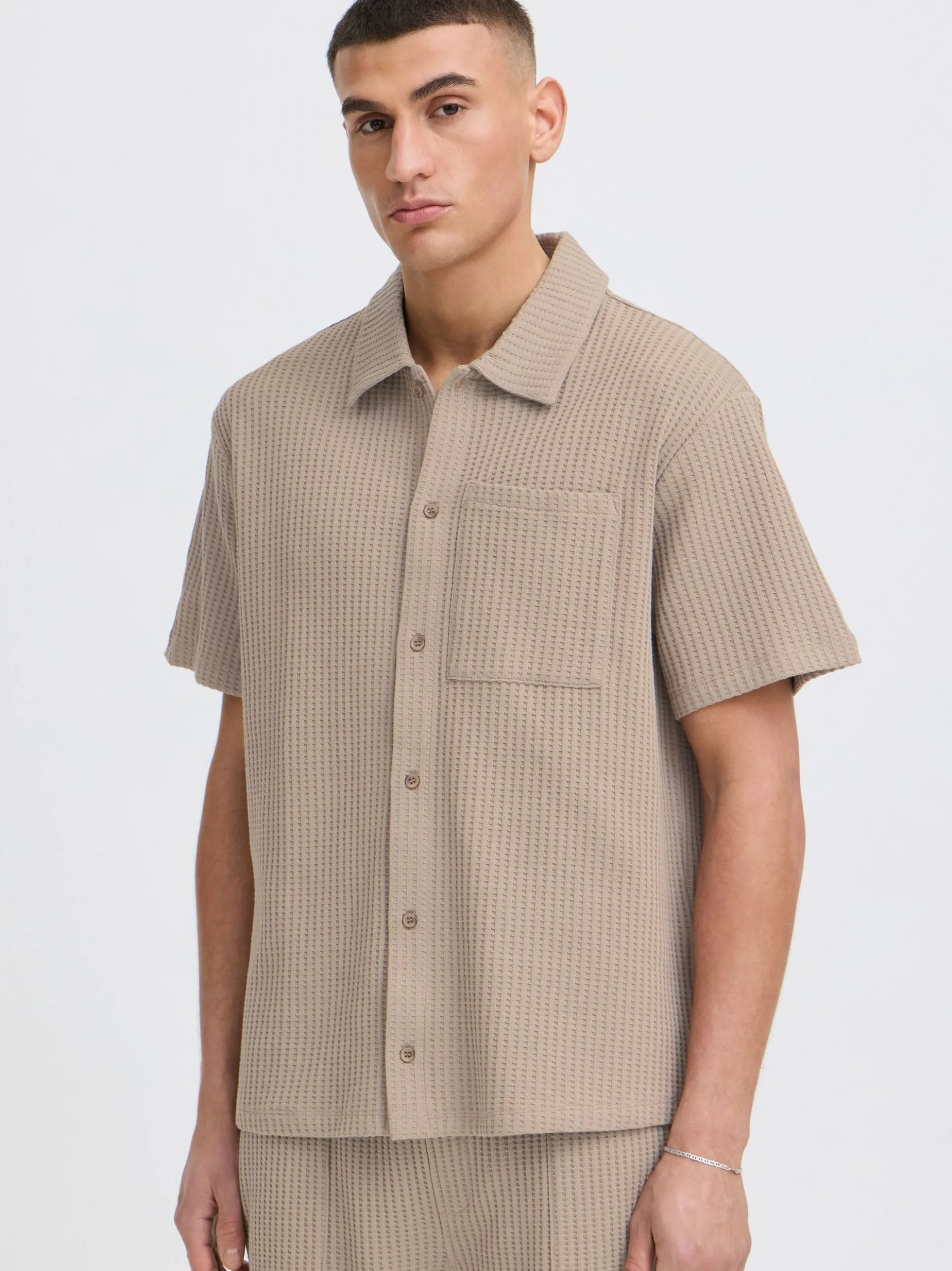 Solid Herren Kurzarmhemd - SDUtley in beige