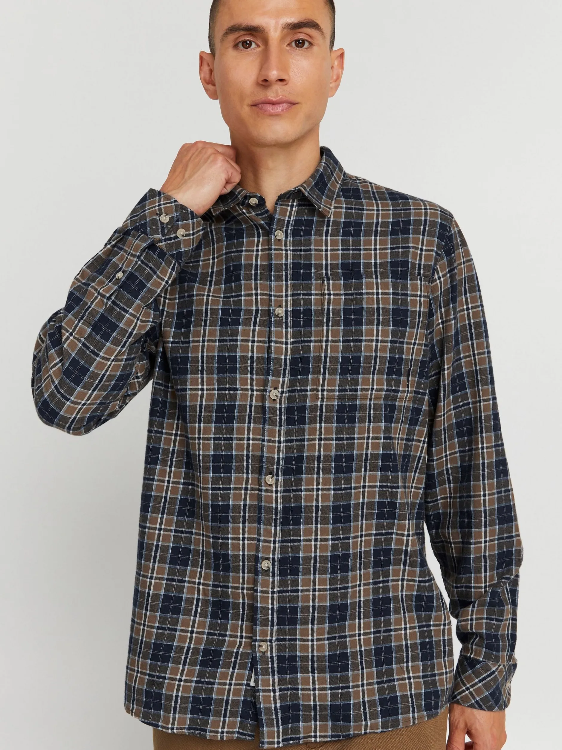 Solid Herren Langarmhemd - SDCourt in braun