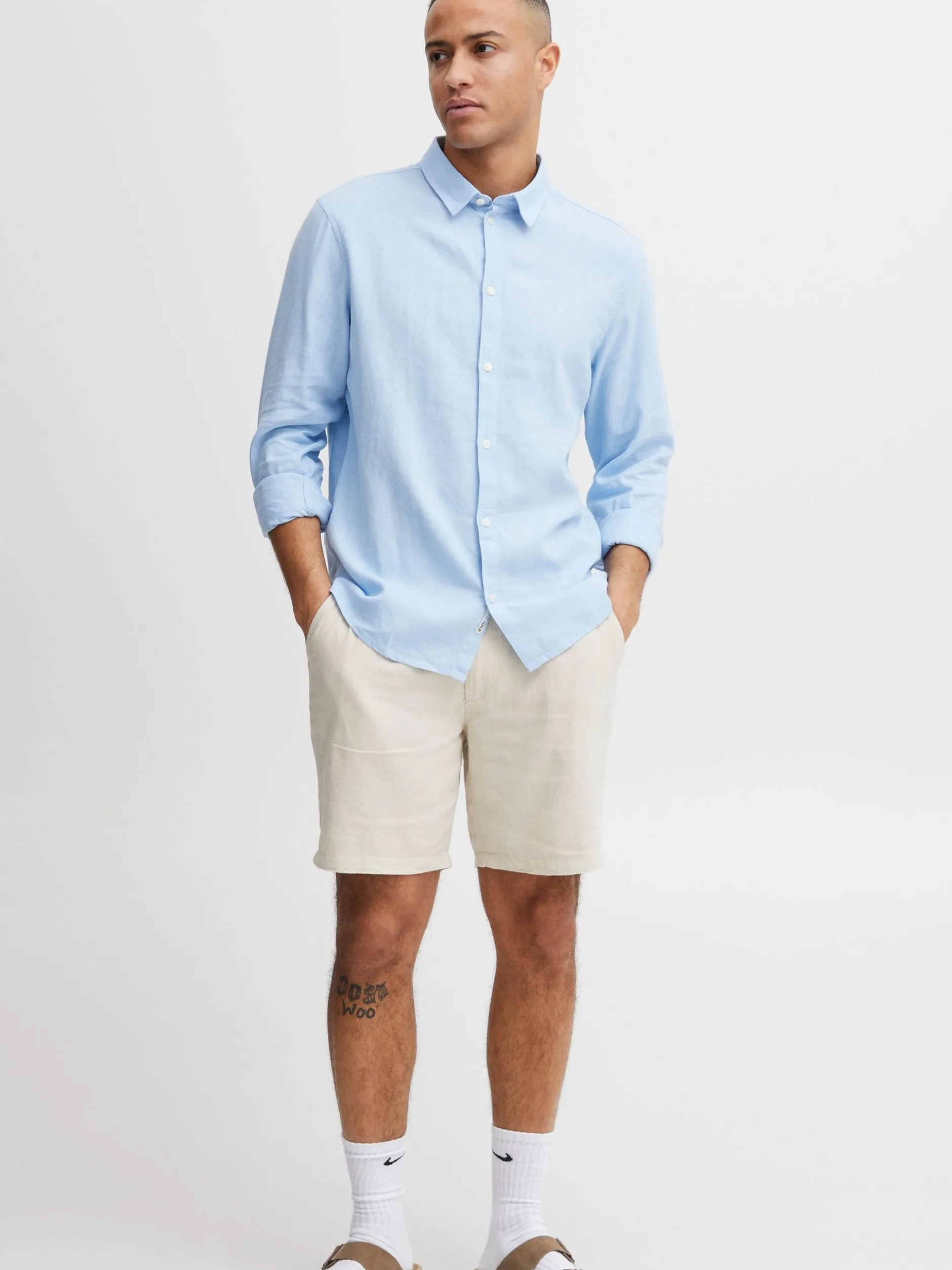 Solid Herren Langarmhemd - SDEnea in blau