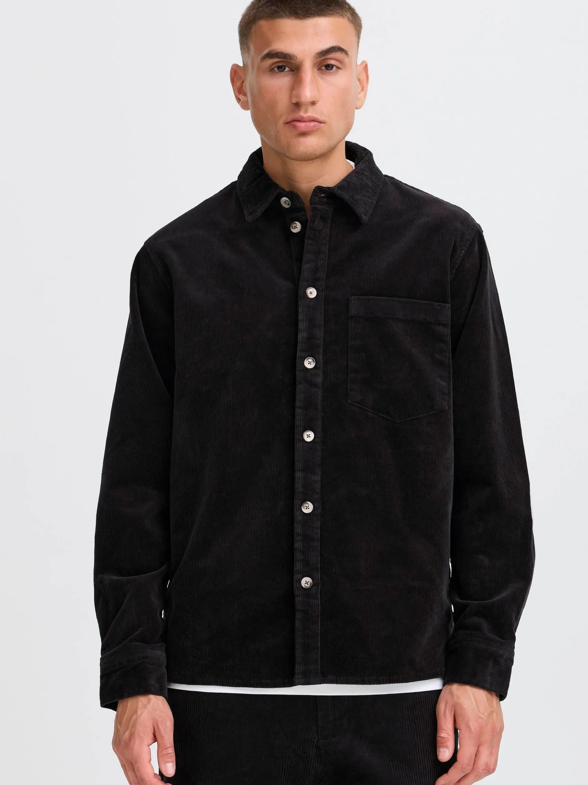 Solid Herren Langarmhemd - SDMeyer in schwarz