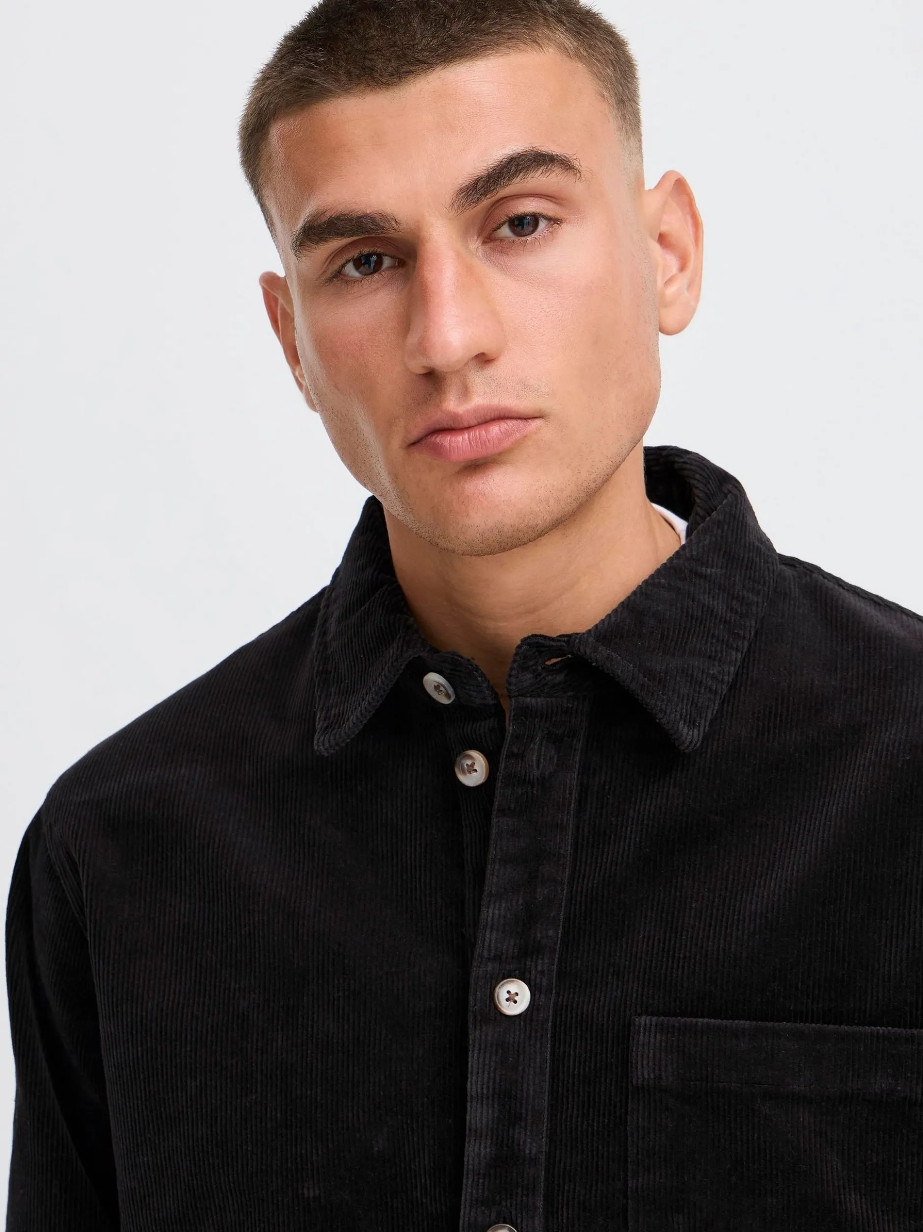 Solid Herren Langarmhemd - SDMeyer in schwarz